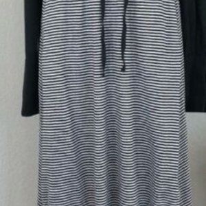 Long Organic Linen Drawstring Striped Skirt
